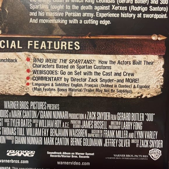300 (movie) - DVD - Used - Gerard Butler, dir. by Zach Snyder - Picture 5 of 10